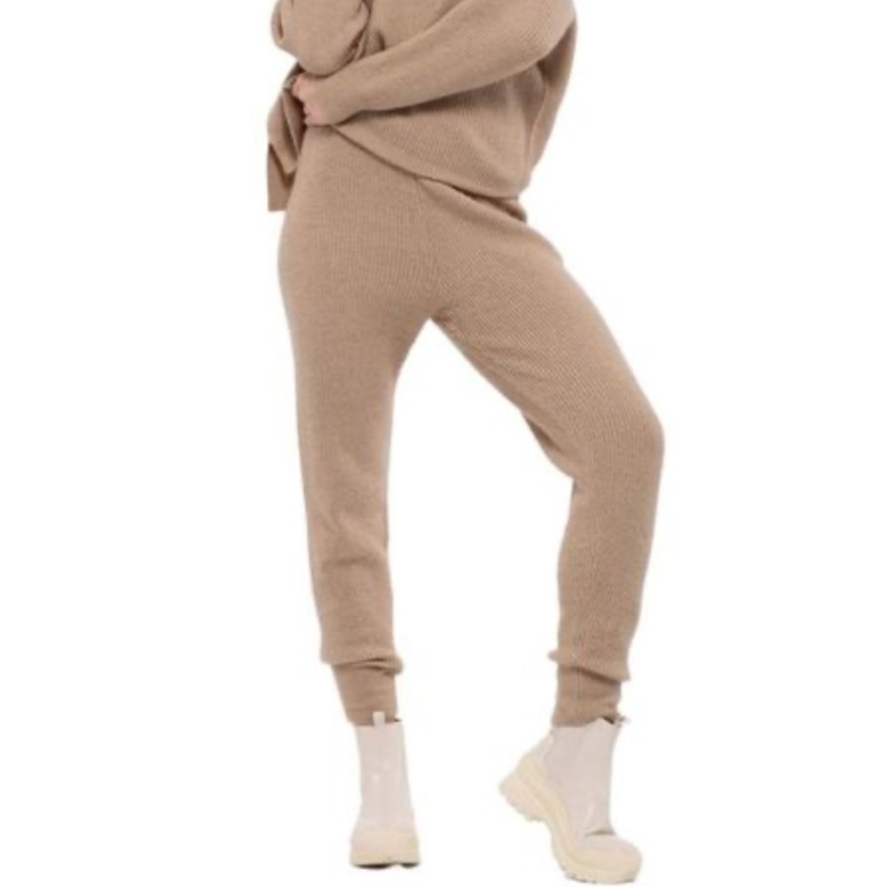MOON RIVER ANTHROPOLOGIE Beige Taupe comfy Cozy Ribbed Knit Pants - XS